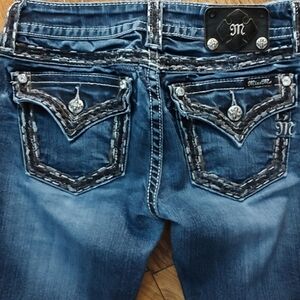 Gorgeous Miss Me Signature Boot Cut Jeans With Embellished Pockets 34" Inseam